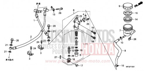 REAR BRAKE MASTERCYLINDER (CB600FA/FA3) CB600FAC de 2012